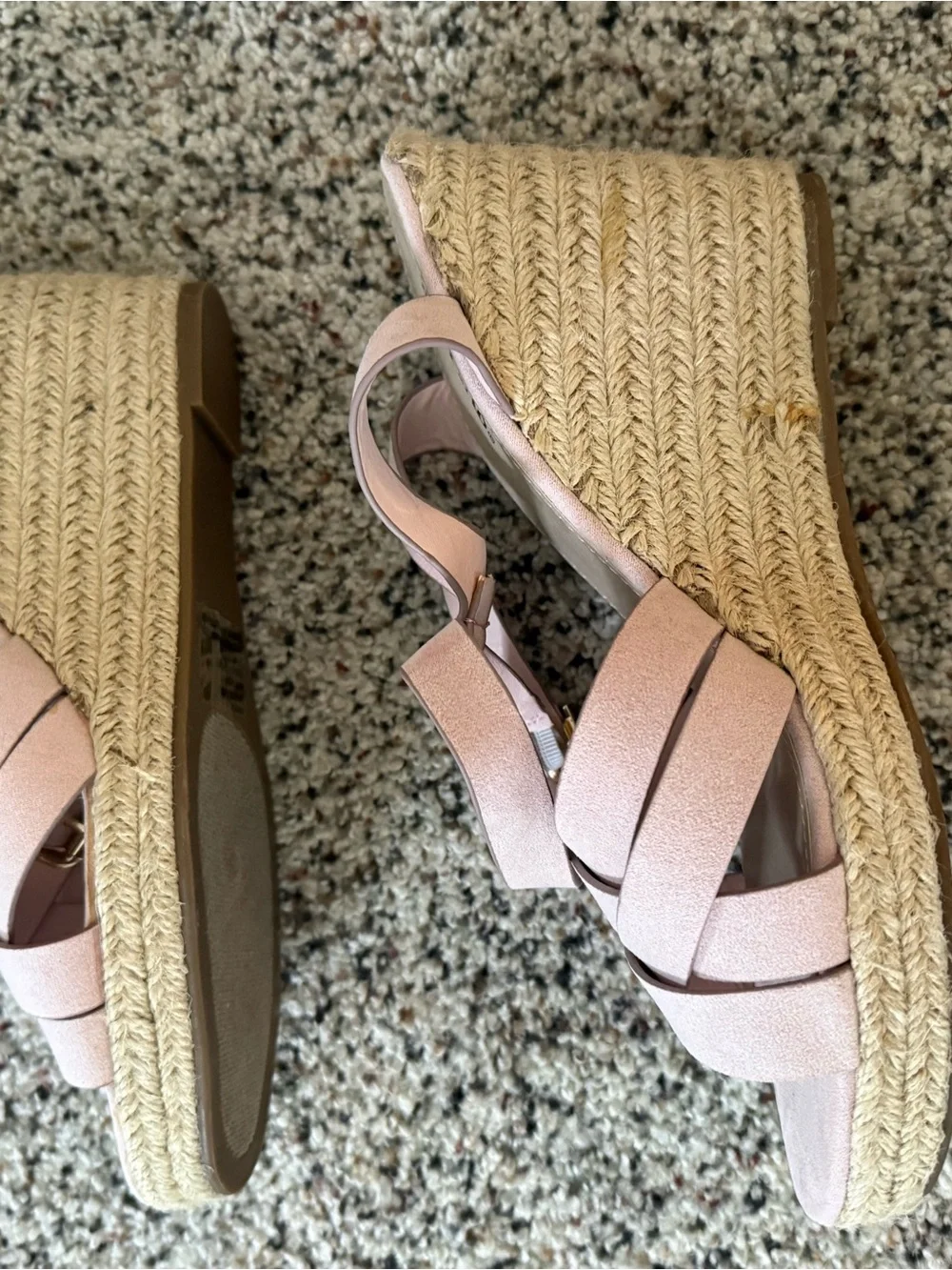 JustFab Blush Pink Woven Espadrille Wedge Sandals